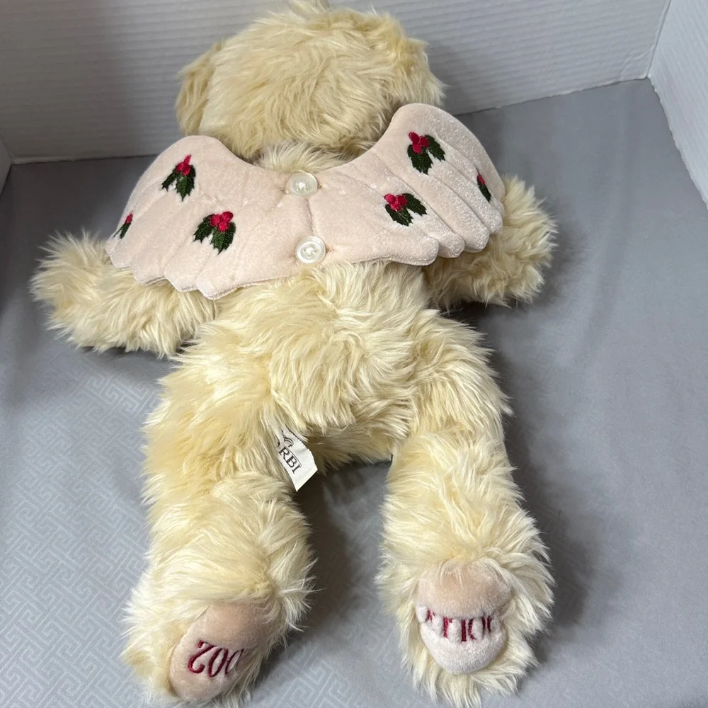 Vintage Holly the Holiday Bear Plush Angel Wings Red Velvet Bow Jointed 2002